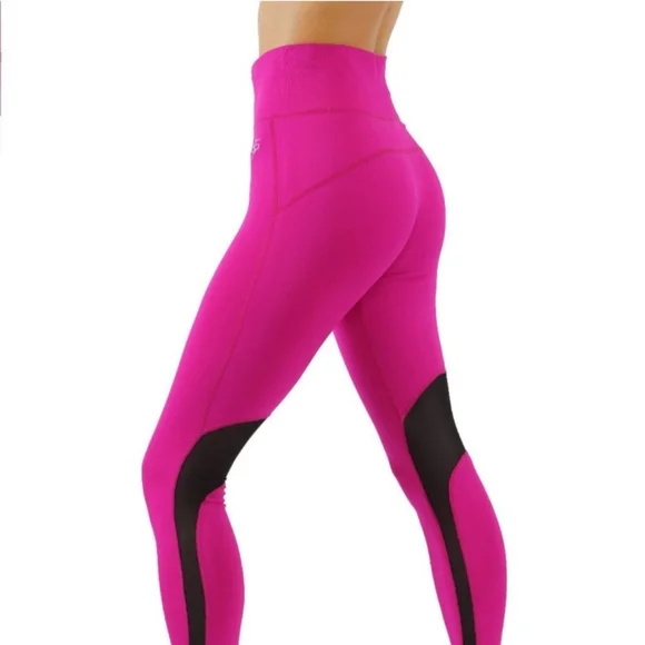 Yoga Pants Dry-Fit Workout Leggings Mesh Cutouts - Picture 1 of 2